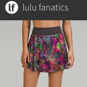 NWT Lululemon Side Pleat High Rise Tennis Skirt Vivid Floral Tone Graphite Grey